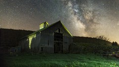 Grass night Stars barn Milky Way galaxies deserts abandon