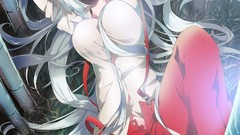 Grass woman bamboo Anime Manga red eyes shirts long hair anime 