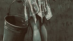 Grass woman dress bucket artwork Ben Newman