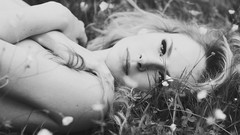 Grass woman monochrome lying down Holly Weston