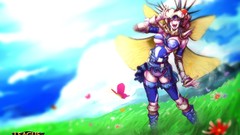 Grass woman wings Monsters League of Legends skyscapes Kog'Maw