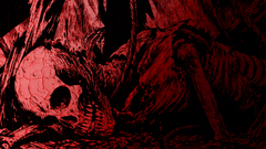 Grave red skull death