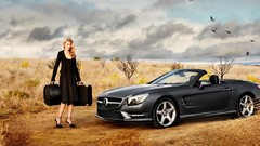 Gray Auto woman master Mercedes-Benz legs blondes models 