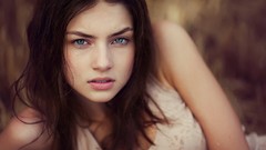 Gray autumn woman long hair blue eyes vika levina girls in 