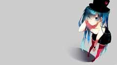Gray background dress Hearts hats stockings shadows blue hair 