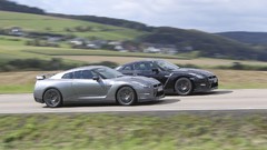 Gray black cars Nissan roads blurred vehicles nissan gtr motion 