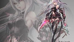 Gray text woman weapons fighters armor navel Warriors white 