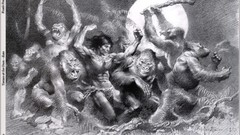 Grayscale apes Tarzan monochrome