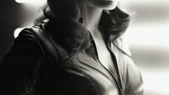 Grayscale Famke Janssen monochrome