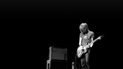 Grayscale guitars black background