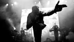 Grayscale music bands stage