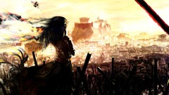 Greece dress goddess anime girls touhou cityscapes yasaka 