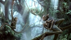 Green abstract Monsters jungle Aliens forests computer graphics