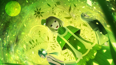 Green anime girls three