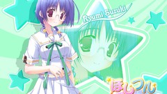 Green Anime glasses Suzuki blue hair braids seifuku ikegami 