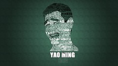 Green basketball Typography funny meme typographic portrait Yao 