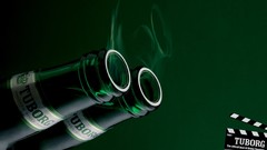 Green bottles beers Tuborg