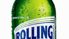 Green bottles water drops