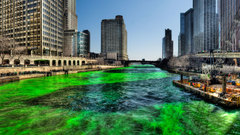 Green Chicago river on