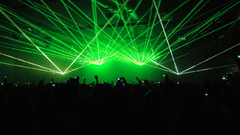 Green crowd beams Lasers