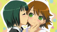 Green eyes brunettes licking green hair idolmaster ecchi 