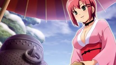 Green eyes pink hair