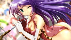 Green eyes purple hair