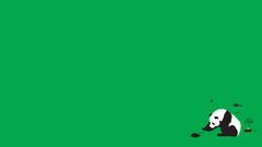 Green minimalistic funny panda