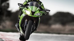 Green motorbikes selective coloring Kawasaki ZX-10R