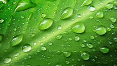 Green nature leaves water