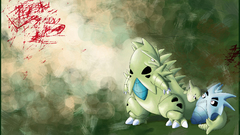 Green Pokemon Tyranitar larvitar