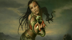Green snakes fantasy art
