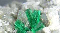 Green white crystals macro