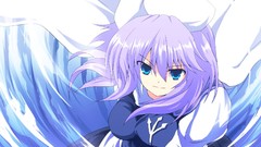 Grin scarfs blue eyes short hair touhou purple hair letty 