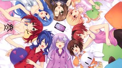 Groups Anime dress smiling long hair short hair tsunako