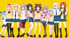 Groups moon glasses tie socks Jumper yellow background white 