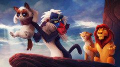grumpy cat The Lion King humor cats Rafiki soft shading memes
