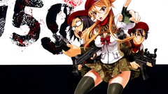 Guns Anime highschool of the dead Miyamoto Rei Komuro Takashi 