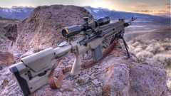 Guns scope M14 Rifles railroad tracks Bipod deserts sniper 