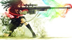 Guns smoke neon Anime sniper anime girls rainbows school 