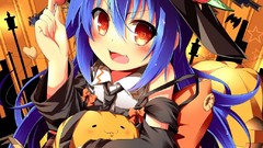 Halloween blue hair long hair anime girls touhou hinanawi 