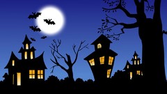 Halloween moon haunted house