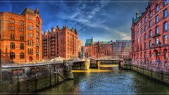 hamburg germany City canal hdr water sky