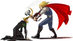 Hammer white background horns marvel gods Brothers comics 