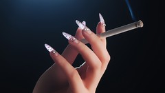 Hands Cigarettes Simple Background long nails