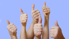 hands Simple Background thumbs up blue background hand gesture