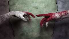 Hands wires artwork the creation of adam