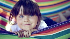 Happiness baby hammock colors little girl portraits