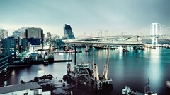 Harbor filter City cityscape Bridge Asia Japan Tokyo ports