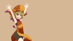 Hats anime girls yellow eyes green hair open mouth brown 